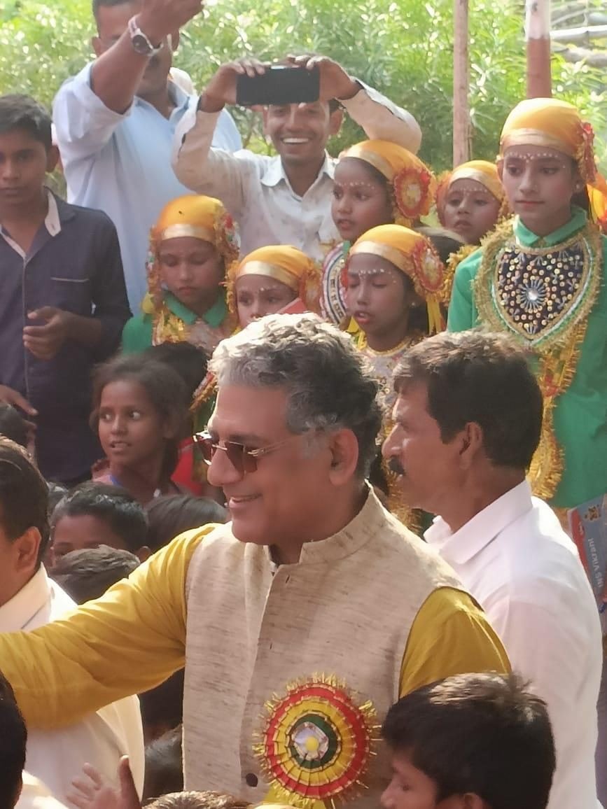 With schoolchildren